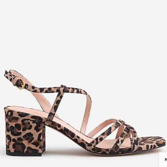 J Crew Odette leopard strappy suede sandals - Picture 3 of 8